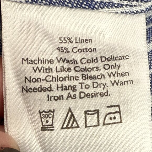 Women's EDDIE BAUER Classic Fit Linen Button Down Striped Shirt- Size PM - Picture 8 of 9